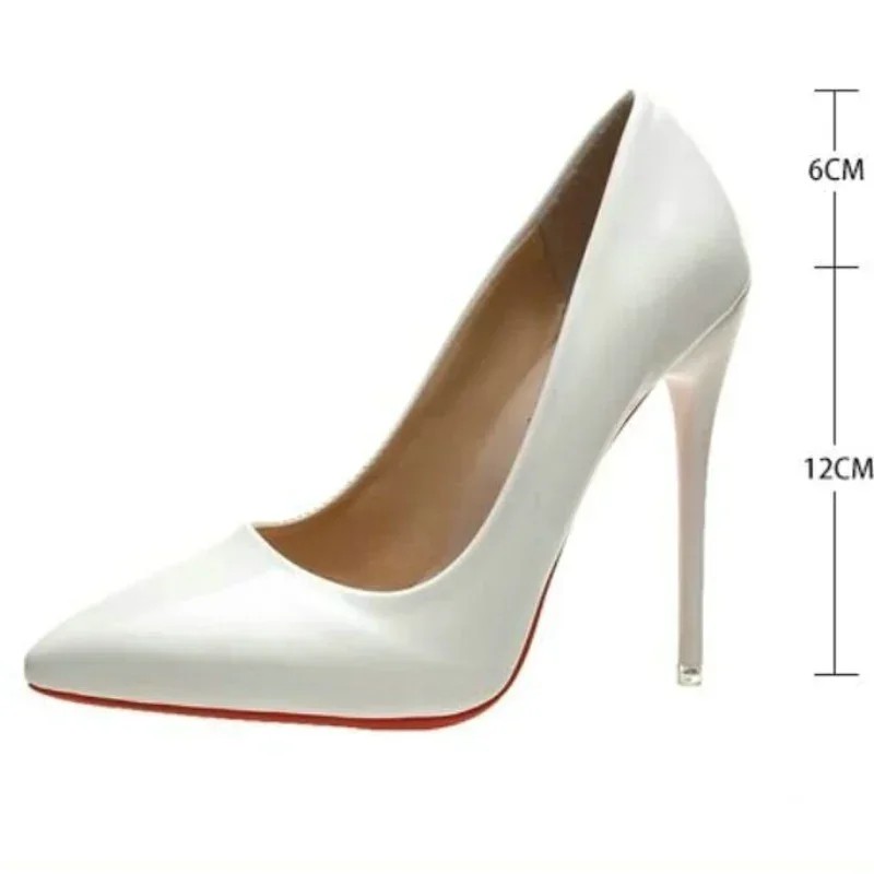 Women Shoes Red High Heels Sexy Pointed Toe 12cm Pumps Wedding Dress Shoes Nude Black Color Red