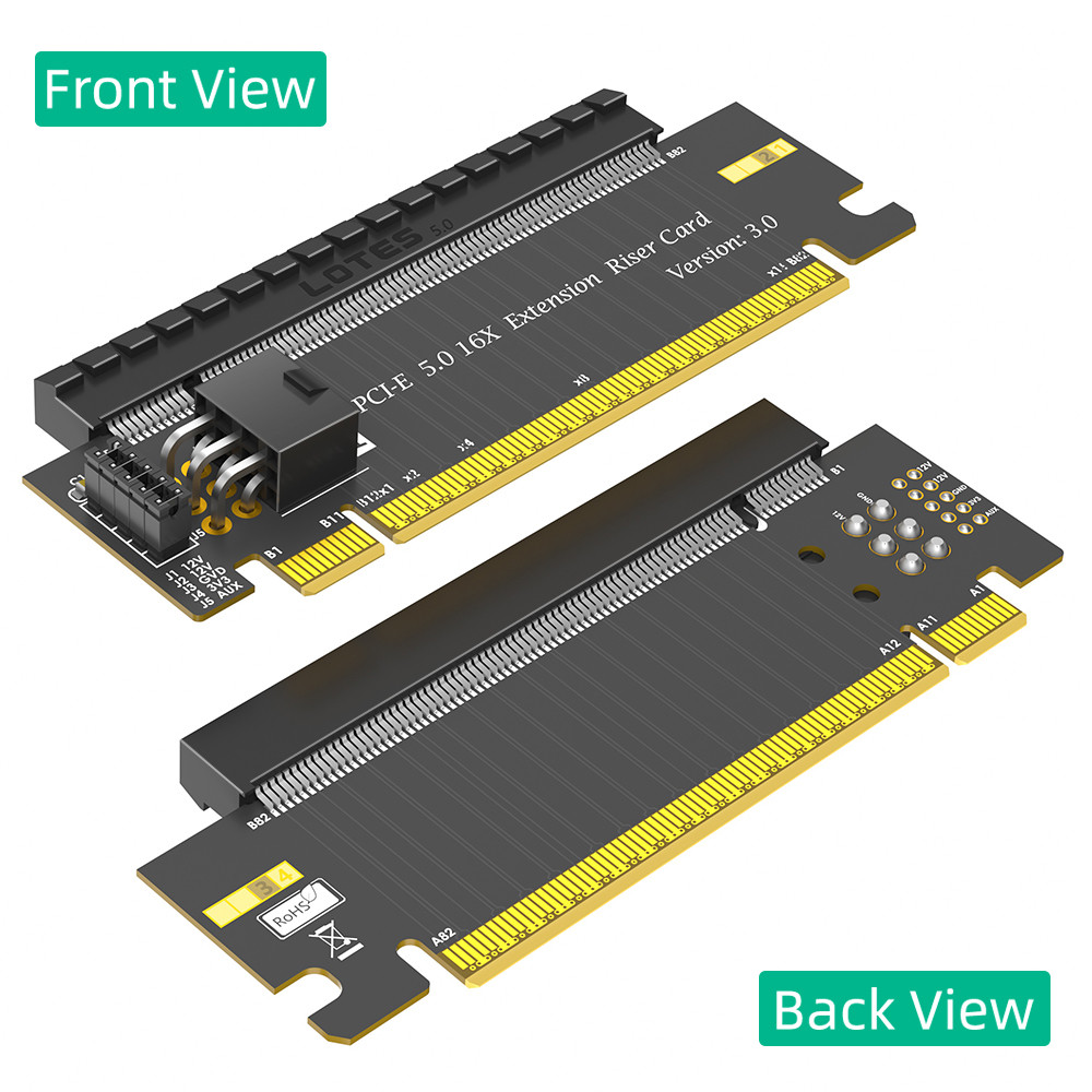 High Speed Pci Express 5.0 X16 To X16 Slot 180 Degree Converter Adapter Riser Card With Atx 6Pin