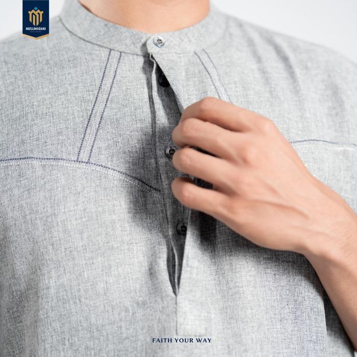 Muslimadani Baju Koko Hisyam Lengan Pendek Pakaian Muslim Pria Koko Casual