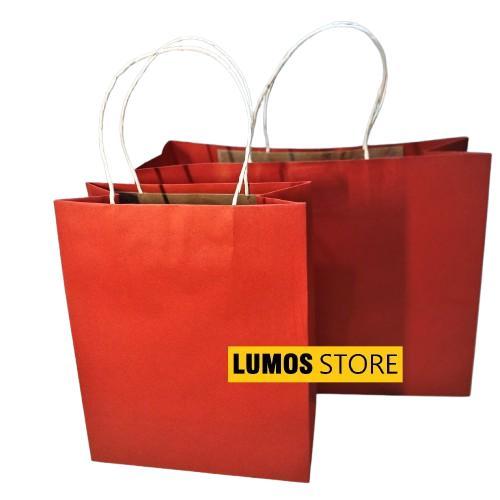 Tas Kertas Hadiah Warna Merah Pastel Polos paper bag Kado