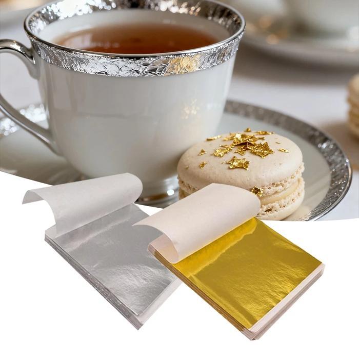100pcs Gold Leaf / Kertas Gold Foil Leaf Gilding Gold / Flakes Foil Kertas Foil Emas