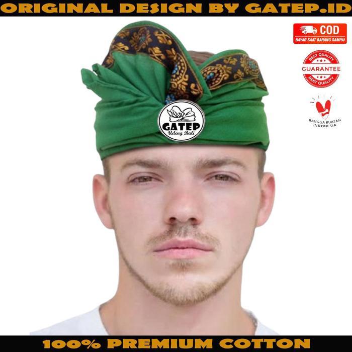 ASLI Udeng Bali Warna Hijau Setengah Jadi Motif Tng / Iket Bali Pria READY STOCK