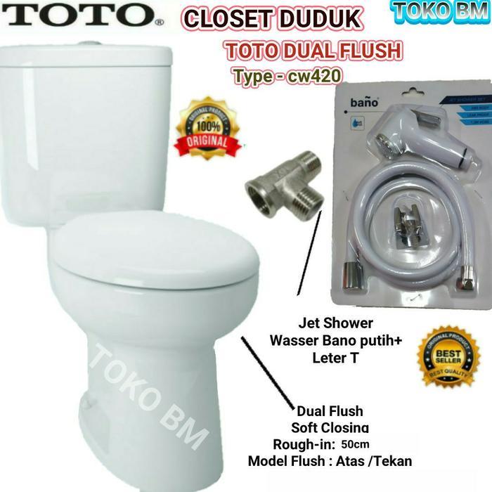 closet duduk toto cw420j/toto cw420j white two piece closet-jrak as 50