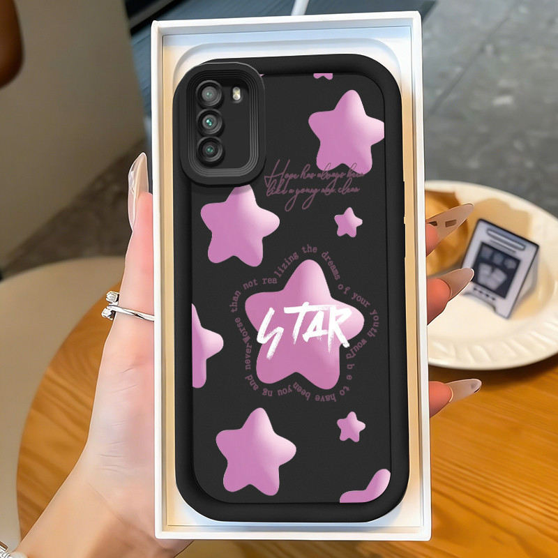 Casing Hp untuk POCO M3 Case Pink Star Kasing silikon Cesing bagus karet Softcase Kesing