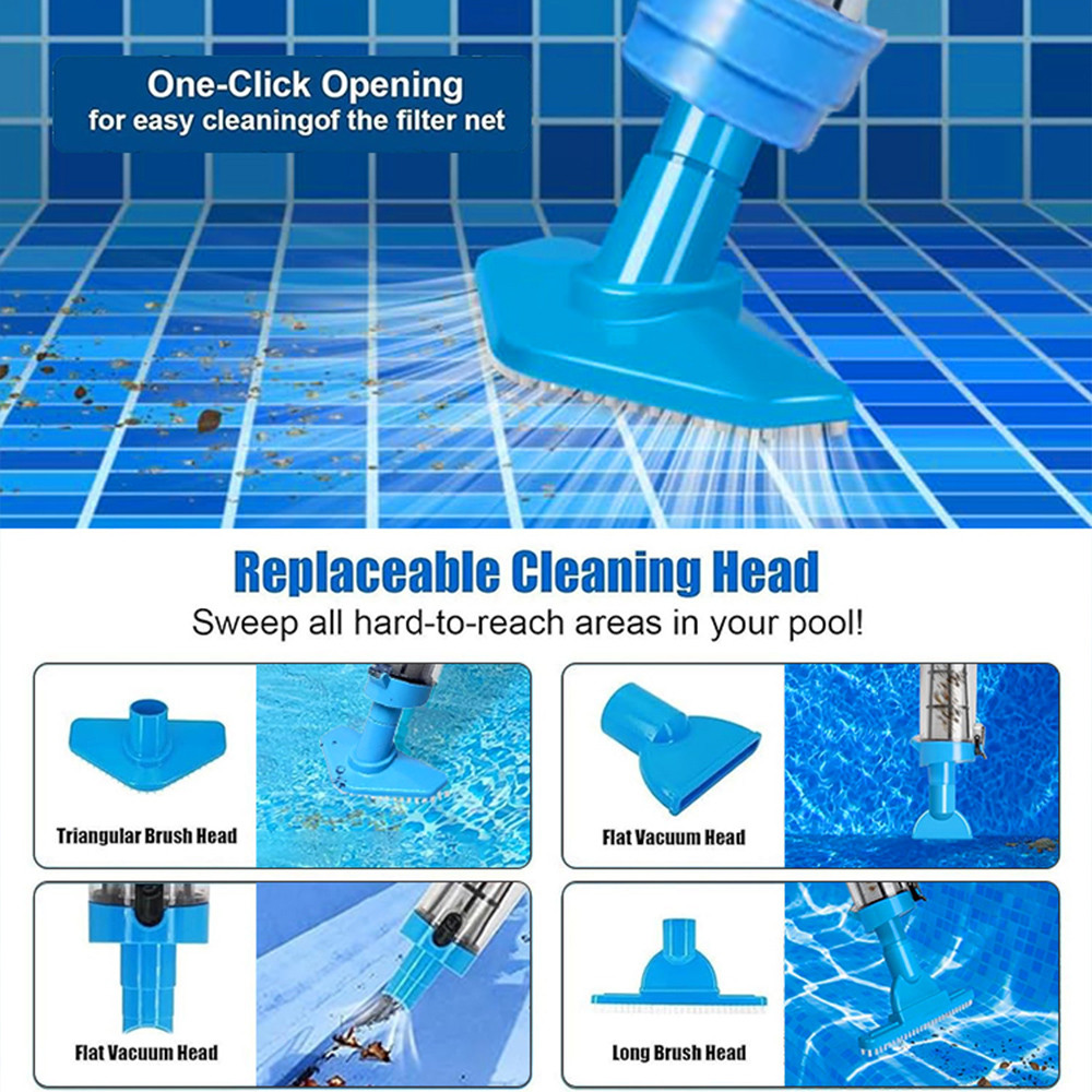 Rechargeable Pool Vacuum Cleaner Handheld Pool Cleaner Pool Skimmer Filter Replaceable Nozzle for