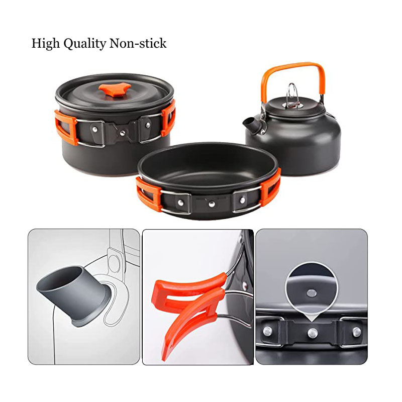 Camping Cookware Kit Outdoor Cooking Set Aluminum Equipment Outdoor Pot Travel Tableware Kitchen