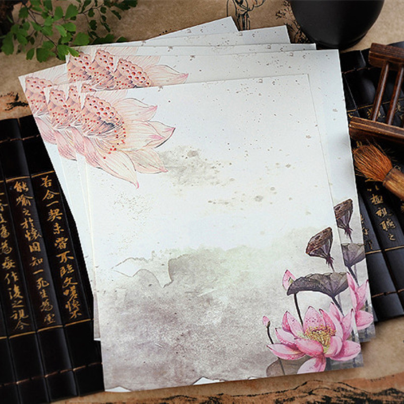 8Sheets Creative Chinese Retro Beautiful Scenery Color Letter Paper Wedding Birthday Invitation