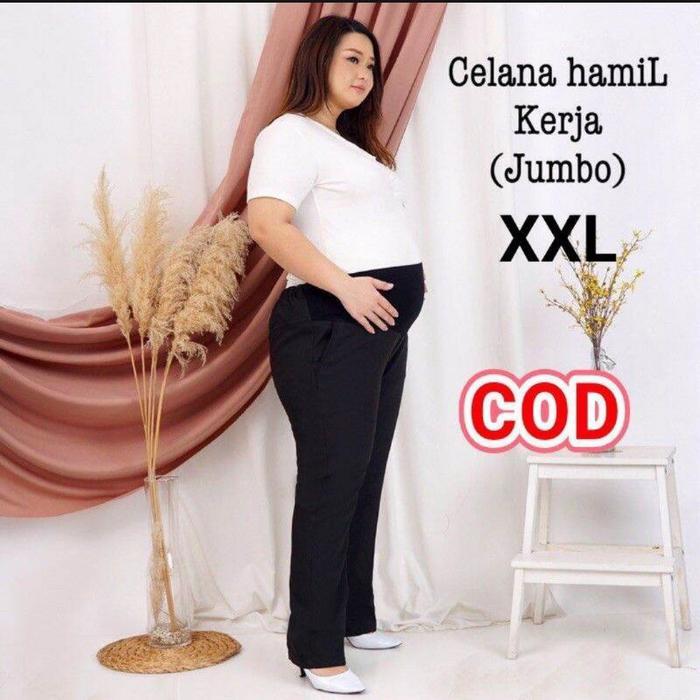 Celana Kerja Ibu Hamil Ukuran Jumbo Bahan Katun