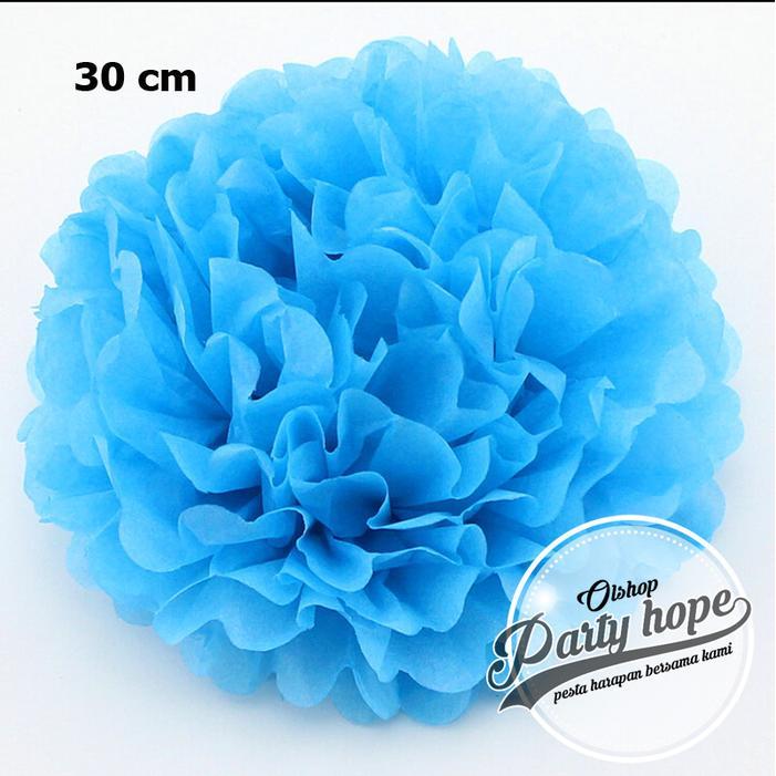 Pompom Kertas Biru Tua / Pompom Kertas 30 Cm / Tissue Paper / Pompom