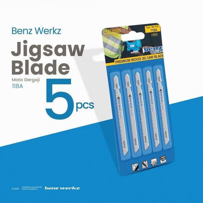 5 Pcs Mata Gergaji Jigsaw Blade 118A HSS Metal Benz Werkz