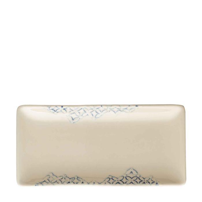 CUCI GUDANG Salad Plate / Piring Salad Jenggala Batik Kawung 23 x 11 x 2 cm Putih