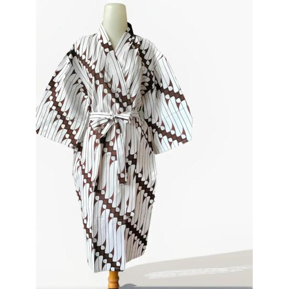Kimono Batik Jawa Katun Premium Baju Tidur Pria Wanita Katun Panjang 100cm