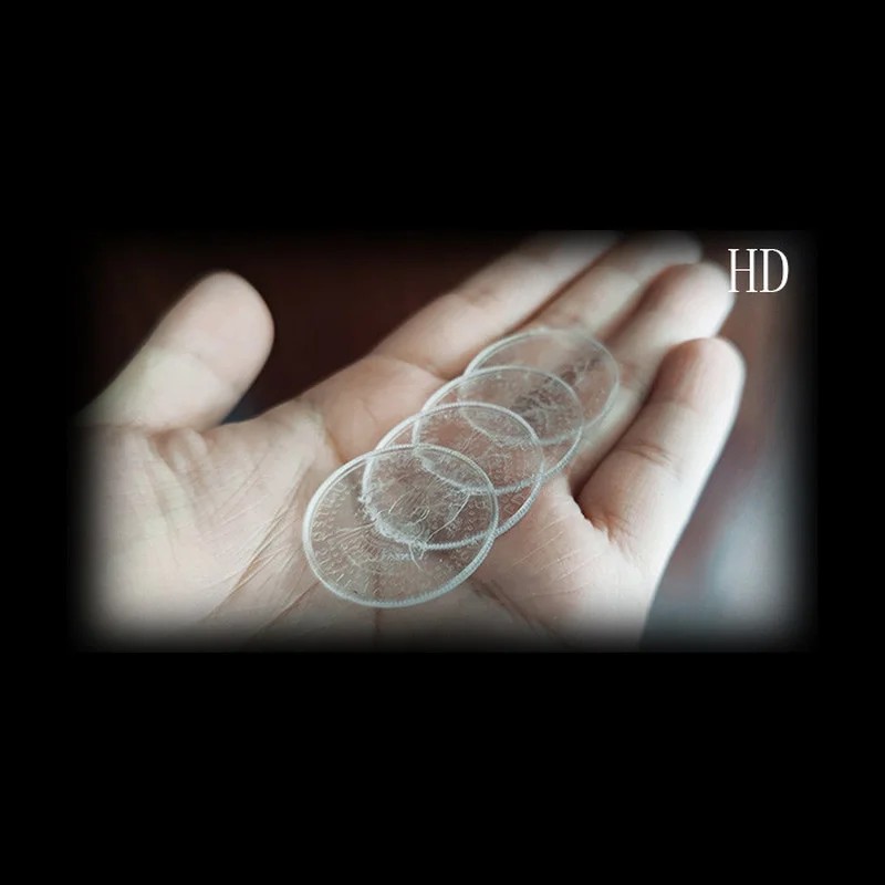 Close up Magic Tricks Transparent Coin Morgan Dollar/ Half Dollar Version Illusions Gimmick
