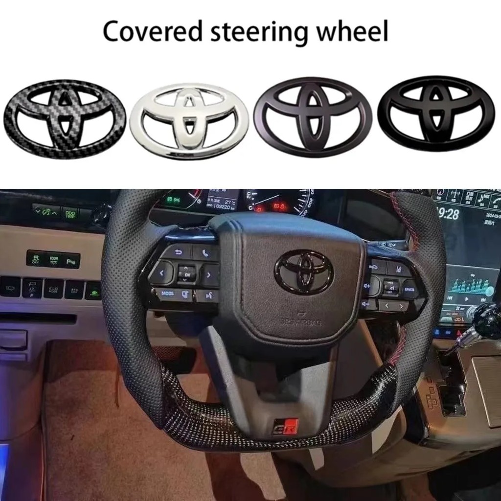 ABS Overlay Car Steering Wheel logo sticker For Toyota Coorolla Camry reiz RAV4 Crown Avalon CHR