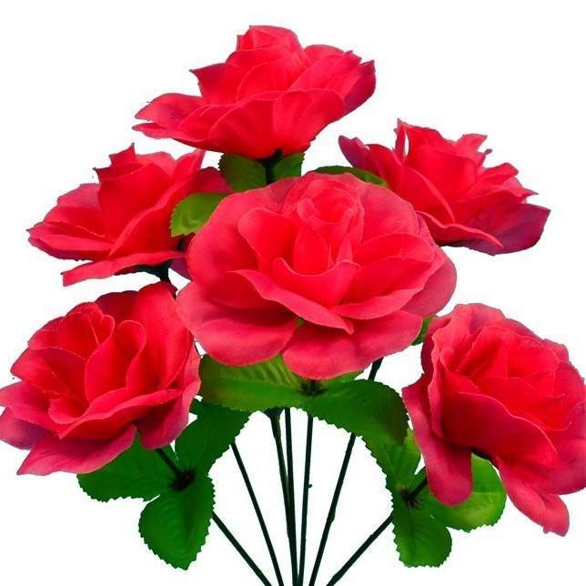 Bunga Mawar Mekar 7 Tangkai artificial/palsu flower plastik hiasan