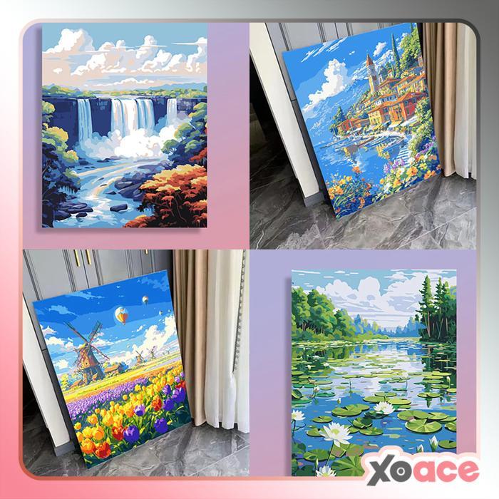 30x40 Canvas Paint By Number Kit Painting By Numbers DIY Lukisan Scenery 3