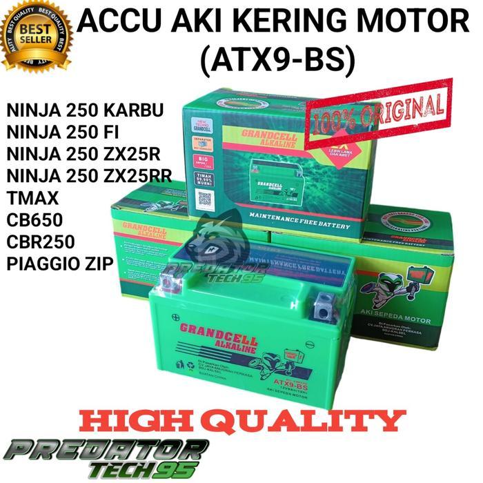 Aki Motor Accu Kering Original Alkaline Atx9Bs Ninja 250 Karbu Fi Injeksi Zx25 R Rr Tmax Cb650