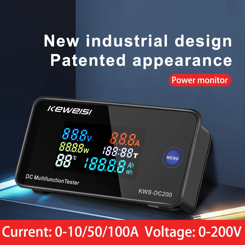 PROMO   KWS-DC200 Digital Voltmeter DC 0-200V Voltage Seven Functions Power Energy Meter LED Color D