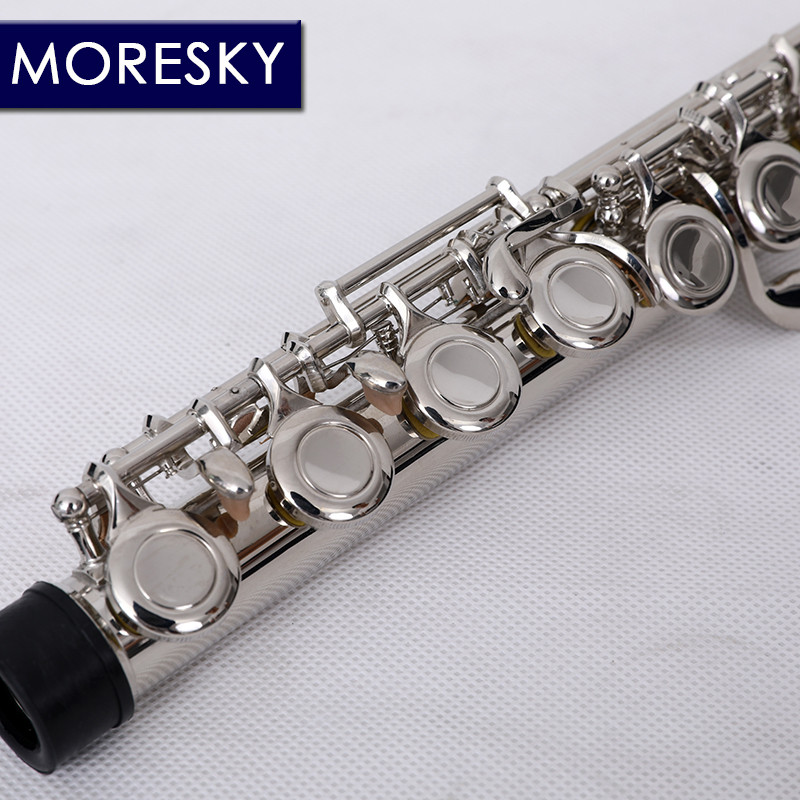 MORESKY 16/17 Close/Open Holes C Key Flute Instrument Cupronickel Nickel/Silver Plated Concert Flute