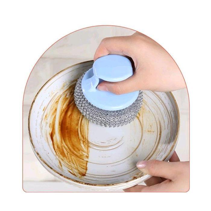 Sikat Cuci Piring Aluminium Sabut Cuci Piring Dengan Gagang Plastik