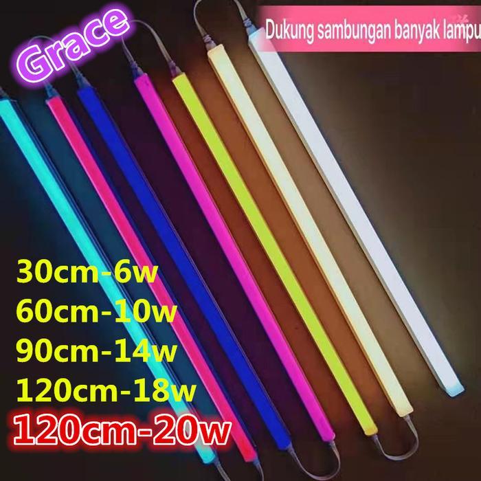 Lampu TL Neon T5 LED 18W14W/10W/6W/ 60-120cm Tube Warna Warni