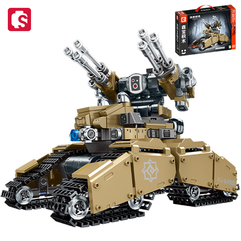 SEMBO BLOCK The Wandering Earth Series Building Block Military Series Machine Gun Tank Model Brick