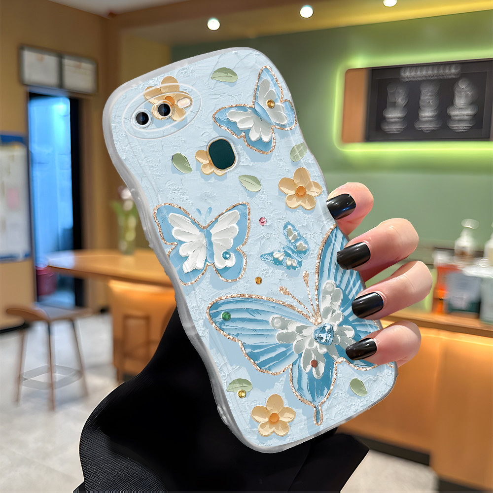 Casing Hp Untuk OPPO A12 A5S A7 A12S Softcase Kesing Sofcase Cassing Soft Blue Butterfly Kupu 5367 B