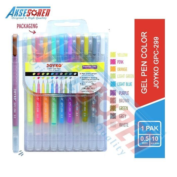 Pulpen Gel Color Premium Joyko [GPC-299/10 Warna] / Pulpen Warna Warni