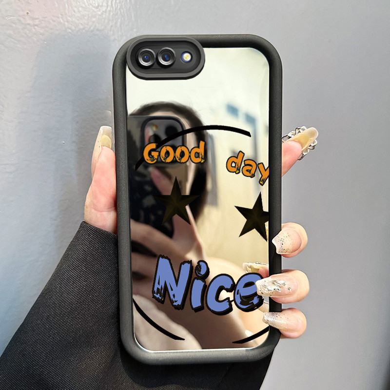 Casing Hp OPPO A5 A3s A12E Realme C1 Case Casing tas wajah hantu Pola Kasus cermin tangga HP Kasing 