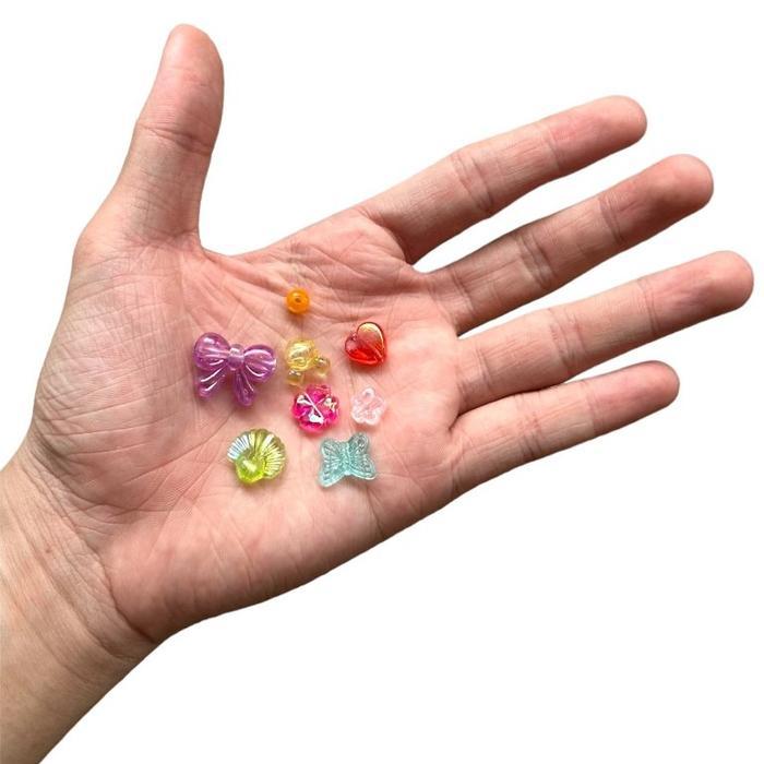 [20 Pcs] Mote Manik Akrilik Kilap Colourfull Ab Pelangi Manik Kilap Warna Bening Pelangi Bentuk