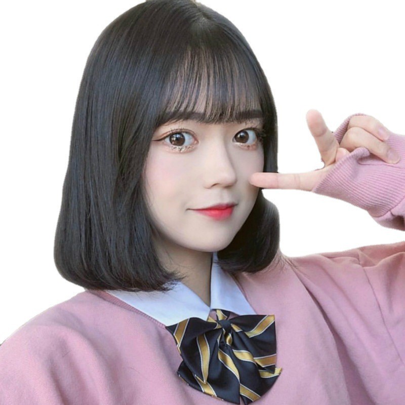 Wig Lady Synthetic Air Short Straight Hair Korean-style Shouldered Short Hair Inward Curl Bob Wig