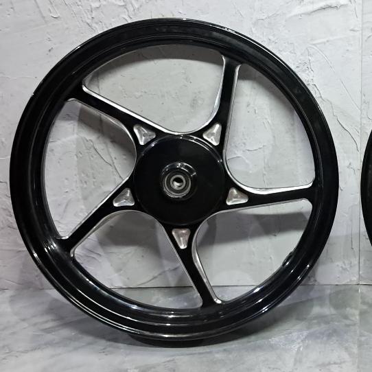 Velg Rossi Prime Palang 5 Bintang Mio Sporty/Mio Smile/Mio Soul Lama 185/215X14 Hitam Crom/Biru Crom