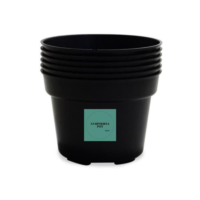 NEWW pot bunga tanaman plastik hitam 40cm