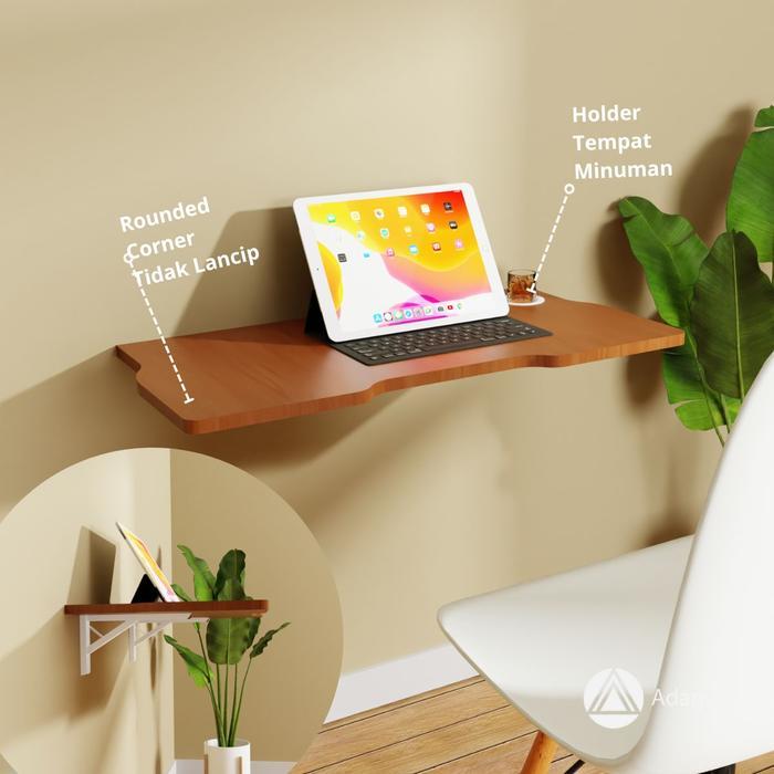 Adapta - Meja Lipat Dinding Gantung Minimalis Warna Putih - Meja Lipat Belajar Aesthetic - STEVEN-17