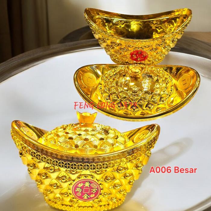 BISA E-FAKTUR Hiasan Pajangan Imlek Sinchia Tempat Permen Yuan Bao Uang Emas