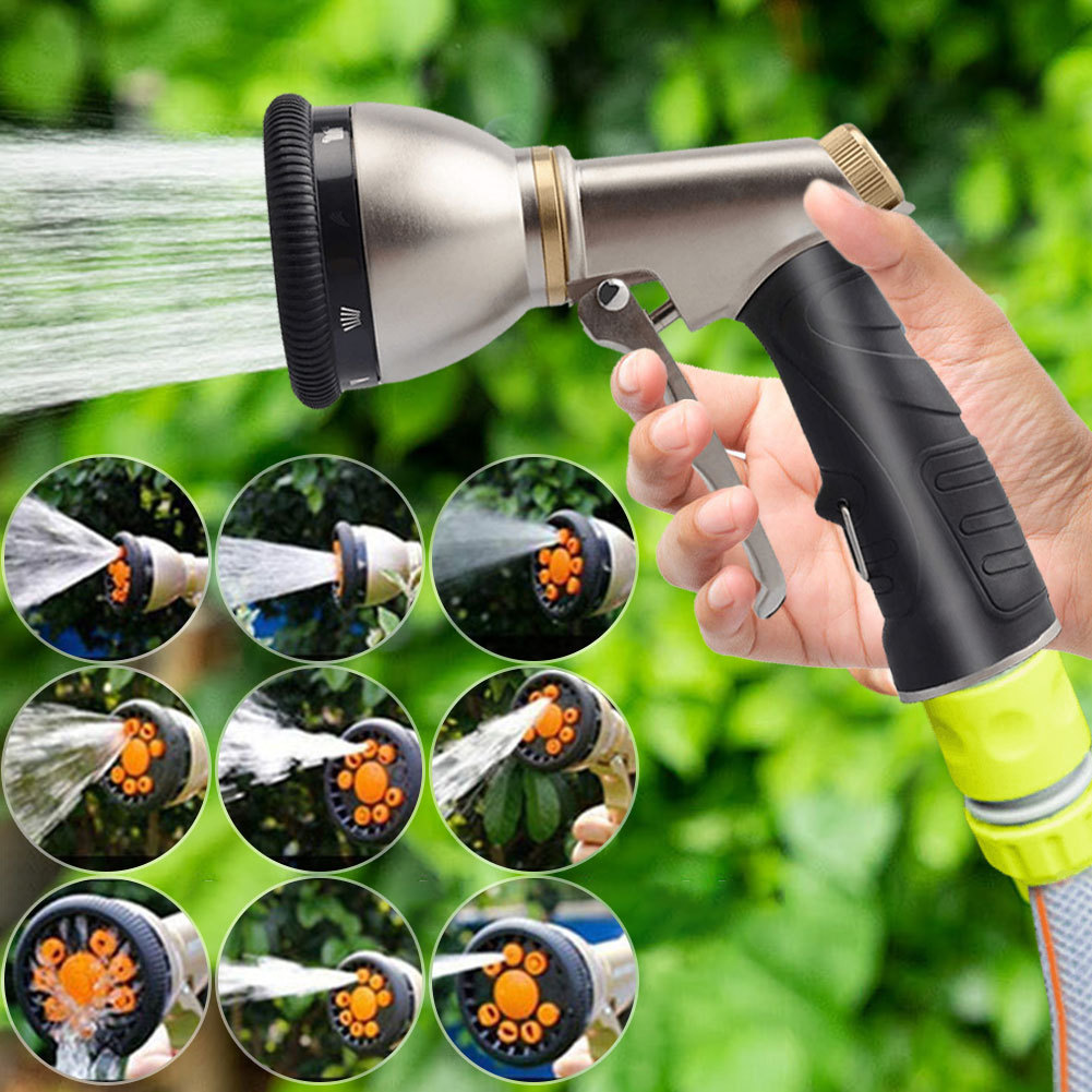 Garden Hose Nozzle 9 Adjustable Modes Hose Sprinkle Nozzle Slip Resistant Irrigation Sprayer for