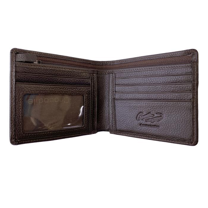 Dompet Pria Crocodile C7002R Dompet Rfid Bi-Fold Wallet Leather Kulit Original - Coklat