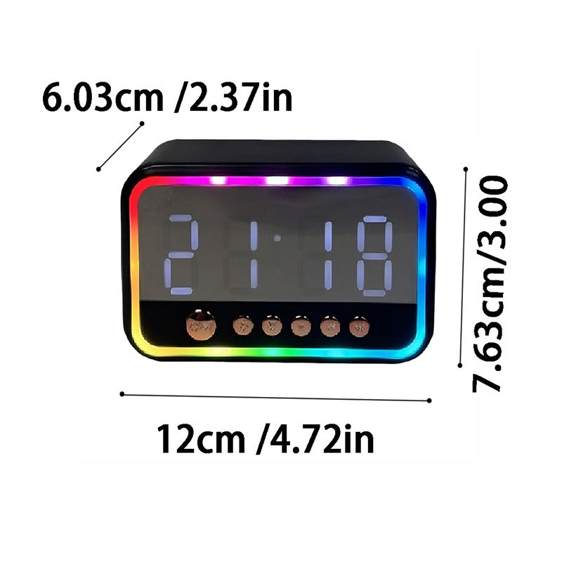 RGB Colorful Bluetooh Speaker With Mini Camera 4K HD WiFi Alarm Clock Camera Motion Detection