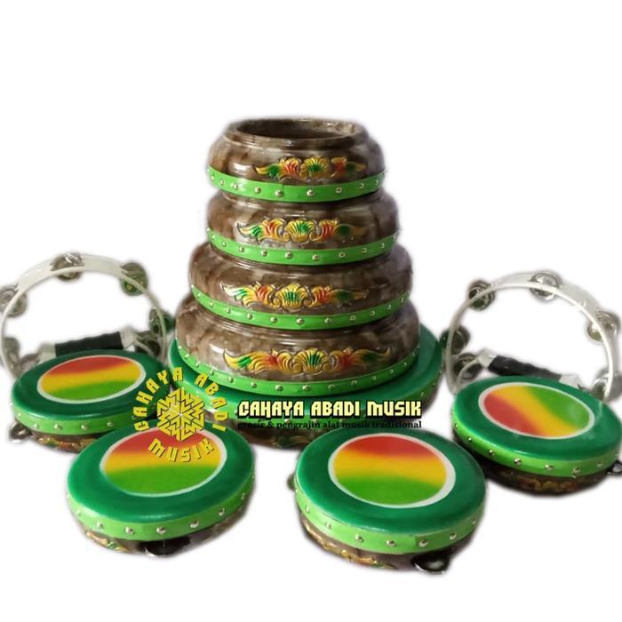Rebana 1 set lengkap 11 alat komplit laski pelangi polos ukir m, yunus