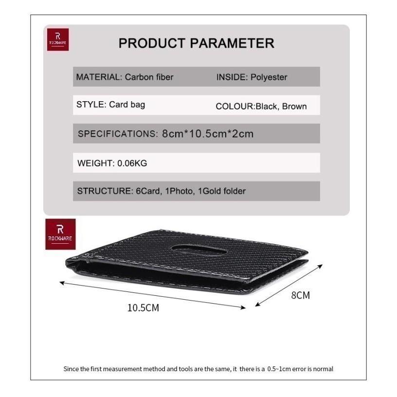 Dompet Minimalis Rockware Dompet Pria Bifold Carbon Fiber Wallet Rfid Blocking