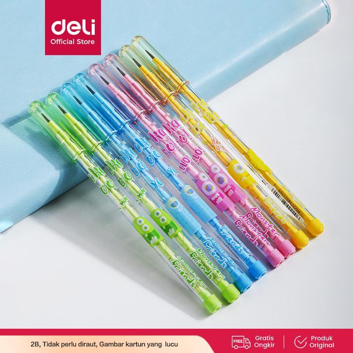 . Deli Non-sharpening Pencil Pensil Sambung Susun Bensia 2B Kartun EC086