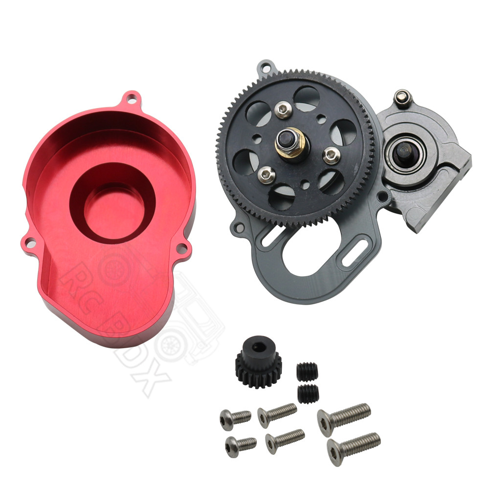 48P All Metal Transmission Gearbox with Motor Gear/Protective Cover for 1/10 RC Rock Crawler Axial