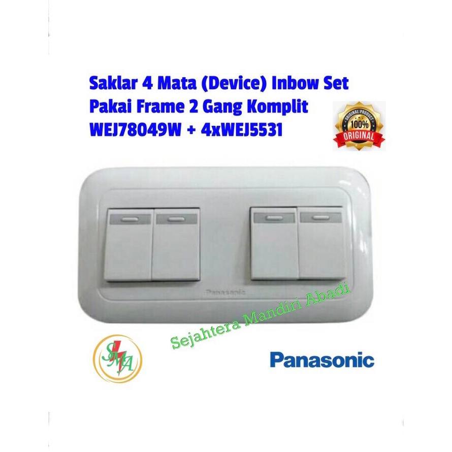 SAKLAR 4 GANG PANASONIC 4 MATA 4 DEVICE 4 TOMBOL PUTIH INBOW WIDE WEJ