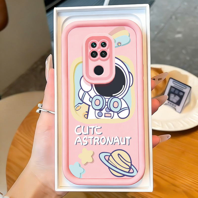 Casing Hp untuk Xiaomi Redmi Note 9 4G 10X Case Astronot Pelangi yang Lucu Kasing bagus bahan siliko