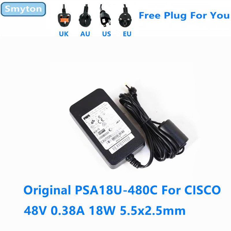 Original AC Adapter Charger For CISCO 48V 0.38A 18W PSA18U-480C 34-1977-02 34-1977-03 Power Supply