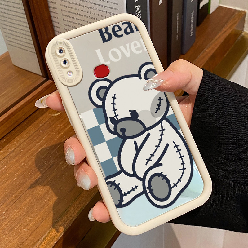 Casing Hp Samsung Galaxy A10s M01s A10 M30s M21 Case Casing Beruang yang rusak Pola Kasus cermin tan