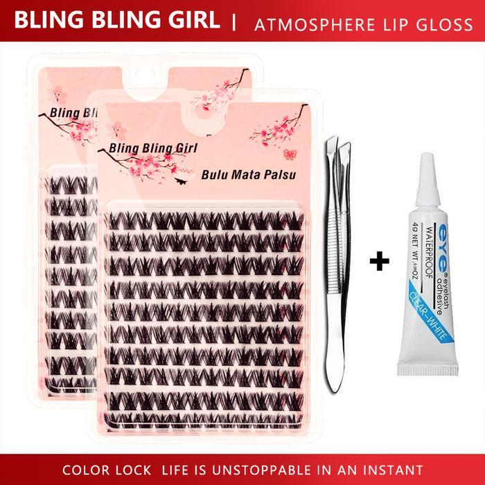 Ready Bling Bling Girl Coo Bulu Mata Palsu Lem Bebas Pewangi Dengan Pinset Katun Riasan Aman