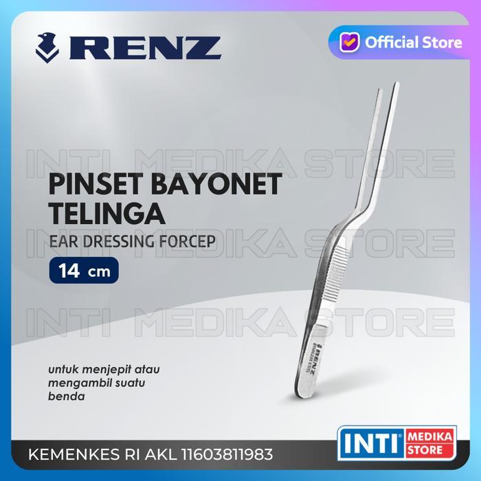 RENZ - Pinset Bayonet Telinga Stainless Steel Ear Dressing Forcep