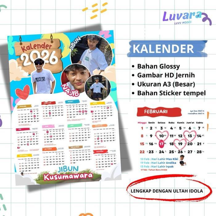 "New" Luvara Kalender 2026 Tema GSKY Idolamu Ukuran A3 Gambar Jernih Ideal untuk Penggemar GSKY