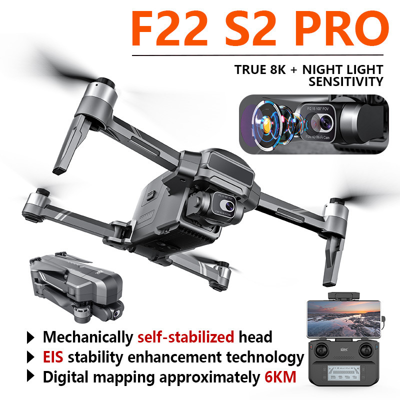 F22 S2 PRO Profesional HD Camera Drone 2-axis Gimbal EIS FPV GPS positioning RC Quadcopter Dron